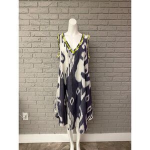 Uncle Frank Women Ikat Bloom Sleeveless A-Line Dress Size M